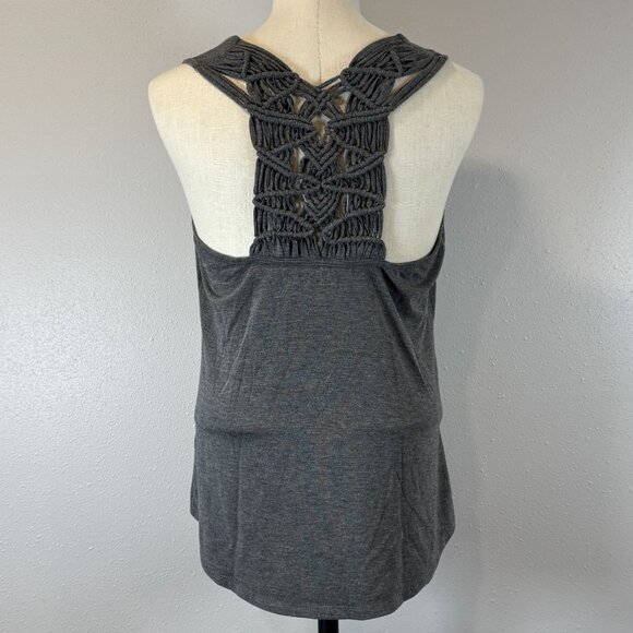 Maurices Gray Sleeveless Tank Top Racerback Crochet-look Lace Back Womens Size M - Picture 2 of 14
